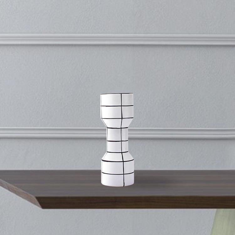 Modern Simple Nordic Creative Home White Ceramic Vase Fashion Stripe Handicraft Ornament Home Decoration - Pacisia