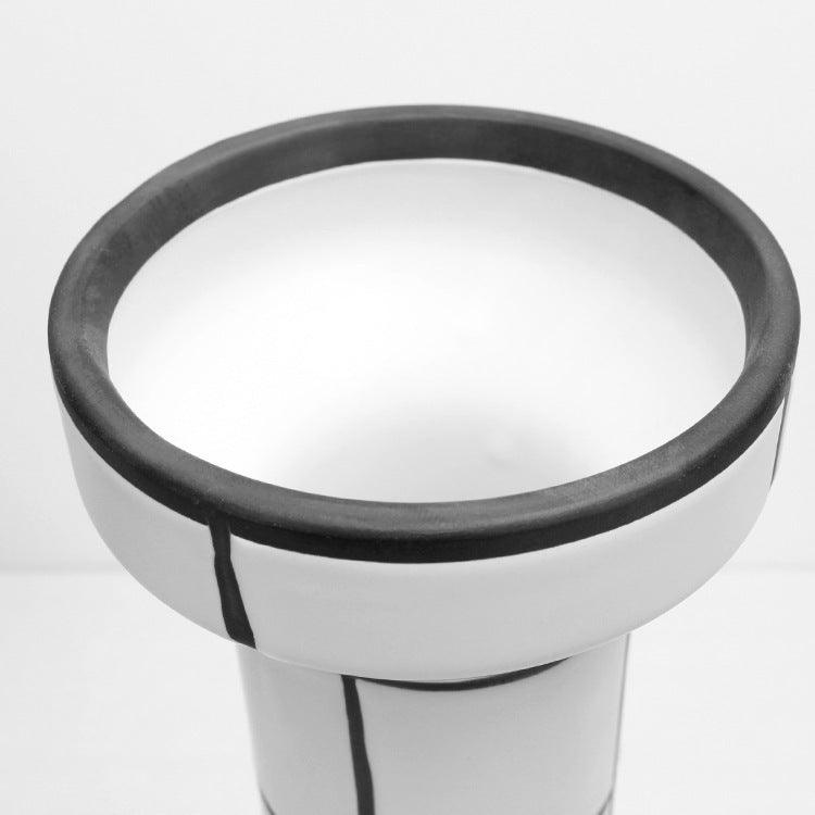 Modern Simple Nordic Creative Home White Ceramic Vase Fashion Stripe Handicraft Ornament Home Decoration - Pacisia