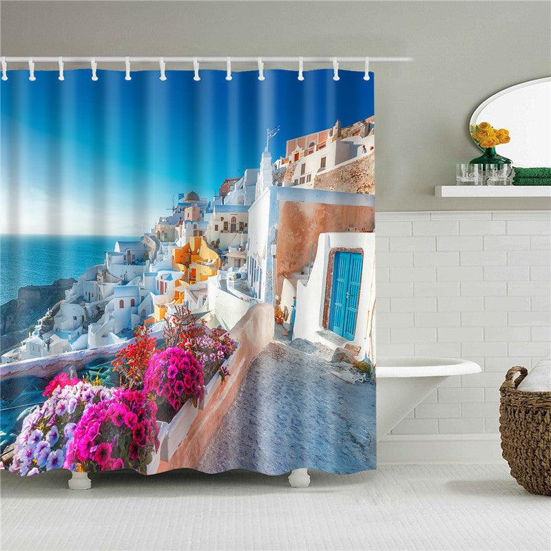 Garden Flowers Scenery Shower Curtains Bath Curtain Waterproof Bathroom Home Decor Washable Fabric Bathroom Screens - Pacisia