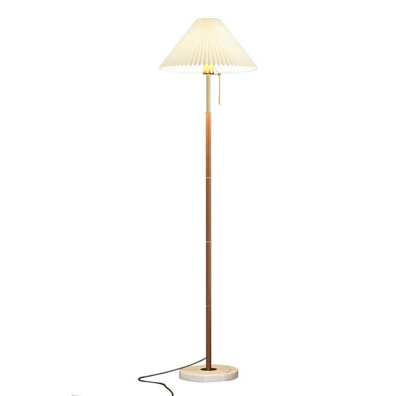 Retro Light Luxury Wood Grain Simple Pleated Floor Lamp Bedroom Bedside Sofa Study Floor Lamp - Pacisia