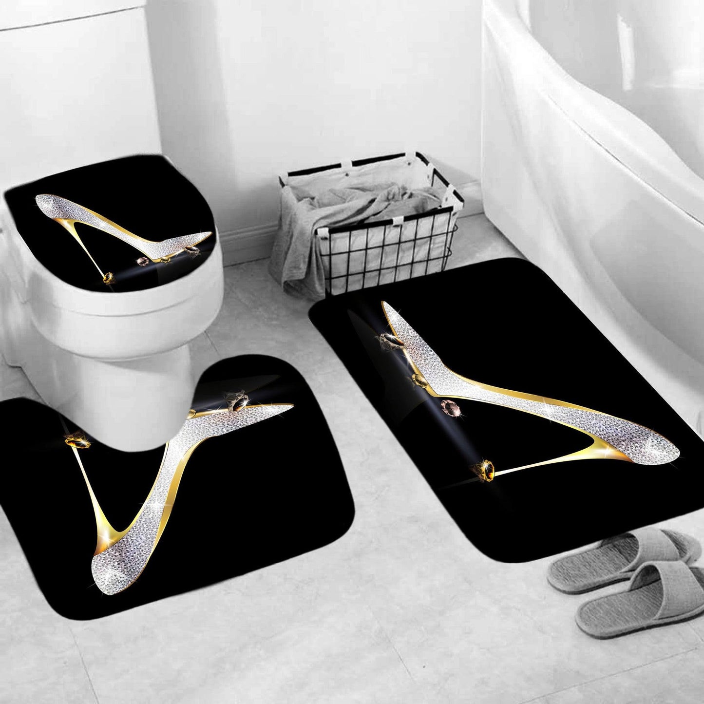Digital Printing High-heeled Shoes Series Waterproof And Mildew-proof Shower Curtain Set - Pacisia