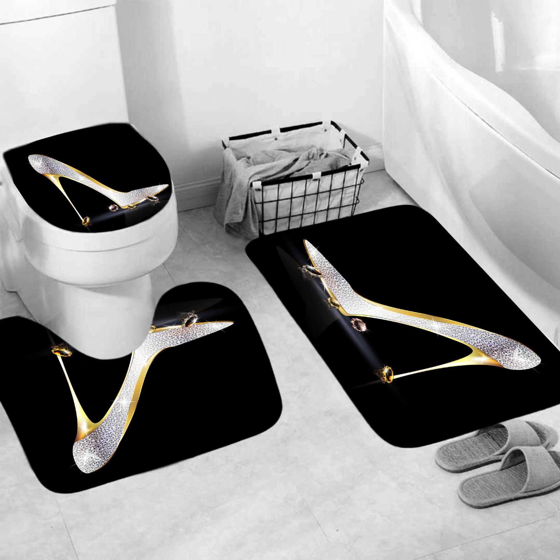 Digital Printing High-heeled Shoes Series Waterproof And Mildew-proof Shower Curtain Set - Pacisia