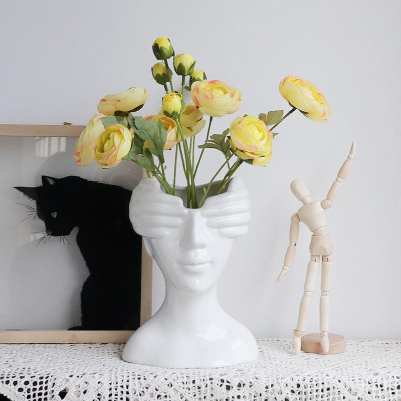 Nordic Art Ceramic Vase Decoration Living Room Tabletop Flower Arrangement Decorative Vase - Pacisia