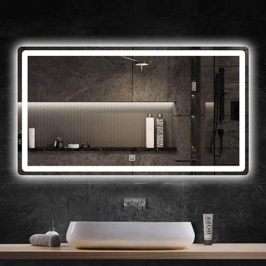 50x70cm Rectangle LED Bathroom Mirror Light Demisting Smart Backlit Mirror For Makeup Wall-Mounted Bedroom Decorative Mirror - Pacisia