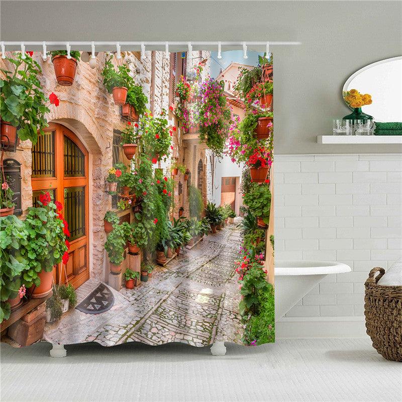 Garden Flowers Scenery Shower Curtains Bath Curtain Waterproof Bathroom Home Decor Washable Fabric Bathroom Screens - Pacisia