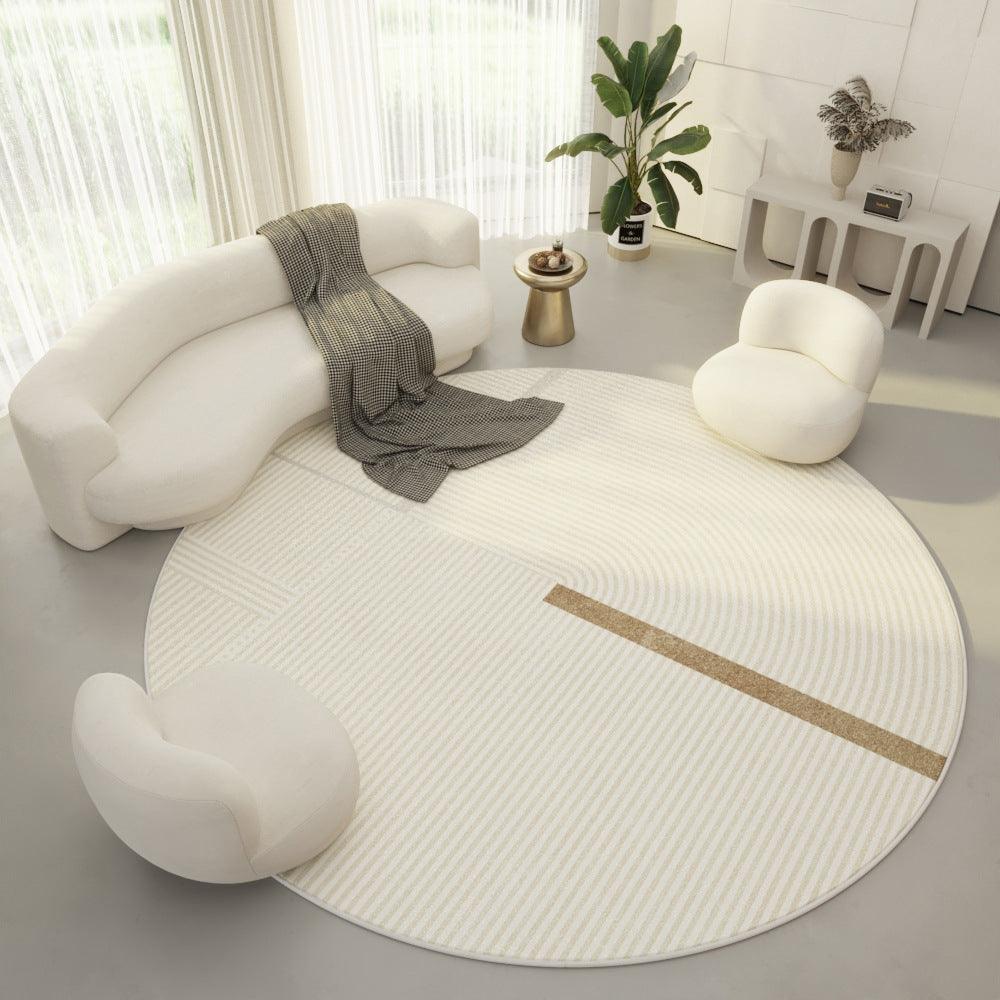 Round Living Room Carpet Ring Velvet Modern Simple Cream Color Porch Bedroom Bedside Blanket Non-slip Floor Mat - Pacisia