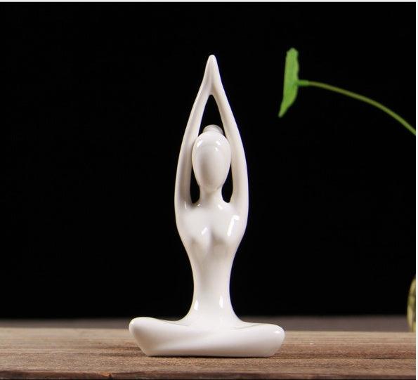 Abstract Art Ceramic Yoga Figurines Porcelain Yog Statue Home Decoration Accessories Office Desktop Ornament - Pacisia