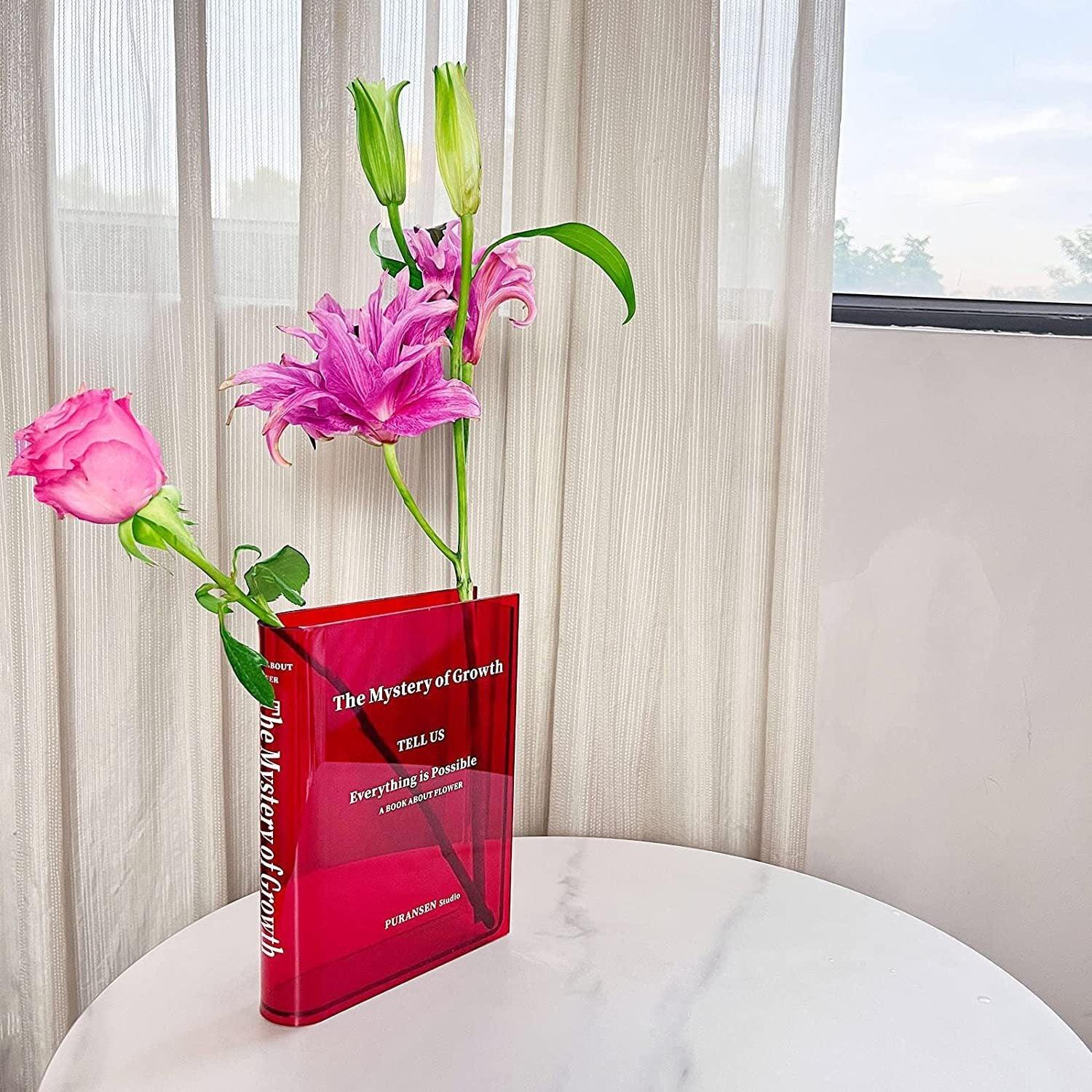 Clear Book Flower Vase Creative Transparent Vase Modern Decorative Vases For Wedding Gift Floral Container Room Home Decor - Pacisia