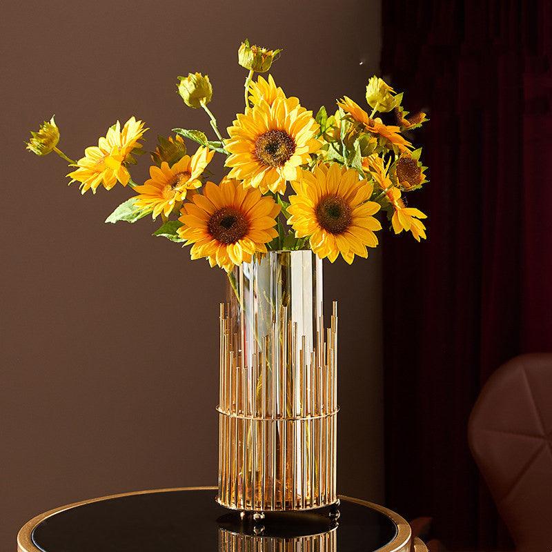 Metal Vase Decoration Flower Arrangement Wine Cabinet Porch Cabinet Dining Table Glass Flower - Pacisia