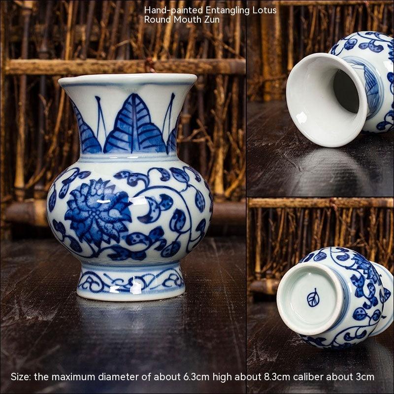Jingdezhen Ceramic Small Vase Hydroponic Antique Shelf Ornament Hand-painted Blue And White Porcelain Bottle Souvenirs - Pacisia