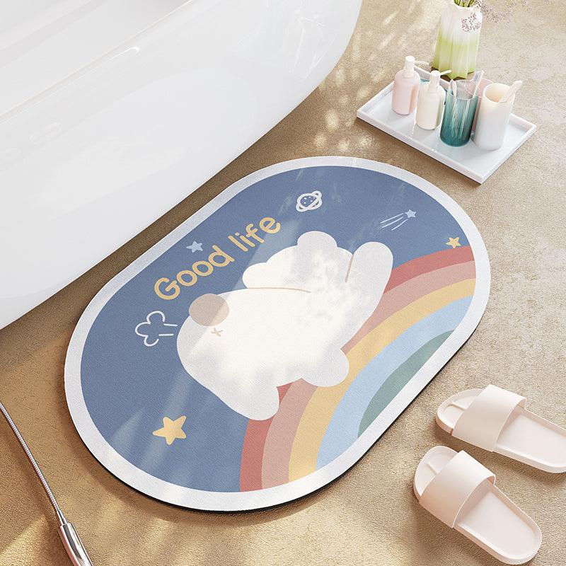 Cartoon Bathroom Diatom Mud Absorbent Cushion Toilet Door Mat Toilet Door Quick-drying Floor Mat - Pacisia