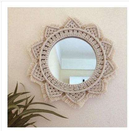 Sunflower. INS Scandinavian Girl Heart Mirror Handmade Tapestry Cosmetic Mirror Ring Home Decoration - Pacisia