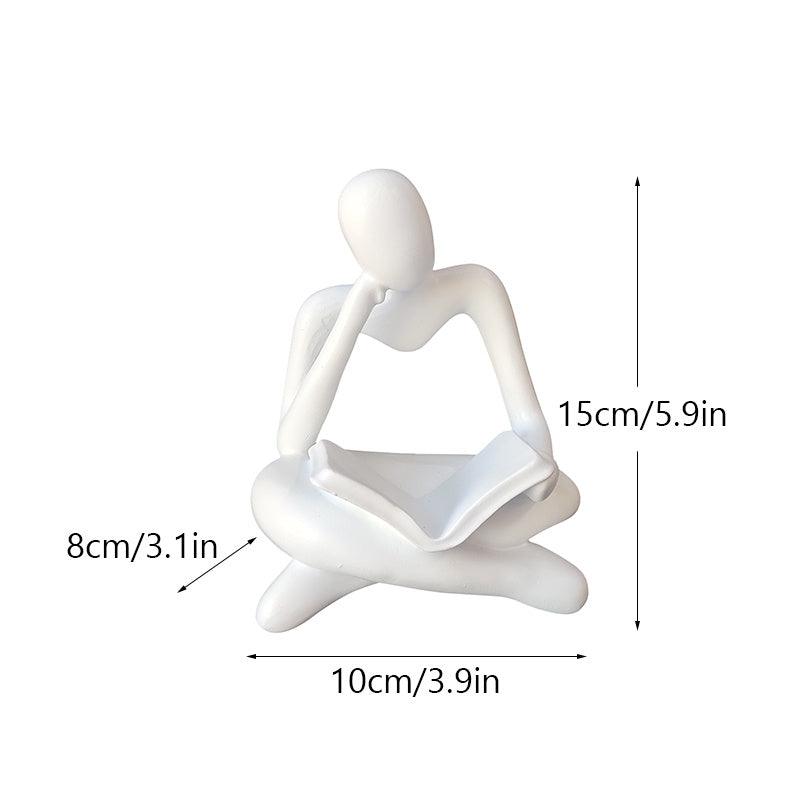 NORTHEUINS Resin Reading Book Figurines for Interior Nordic Abstract Figure Statue Home Living Room Office Desktop Decor Crafts - Pacisia