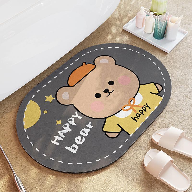 Cartoon Bathroom Diatom Mud Absorbent Cushion Toilet Door Mat Toilet Door Quick-drying Floor Mat - Pacisia
