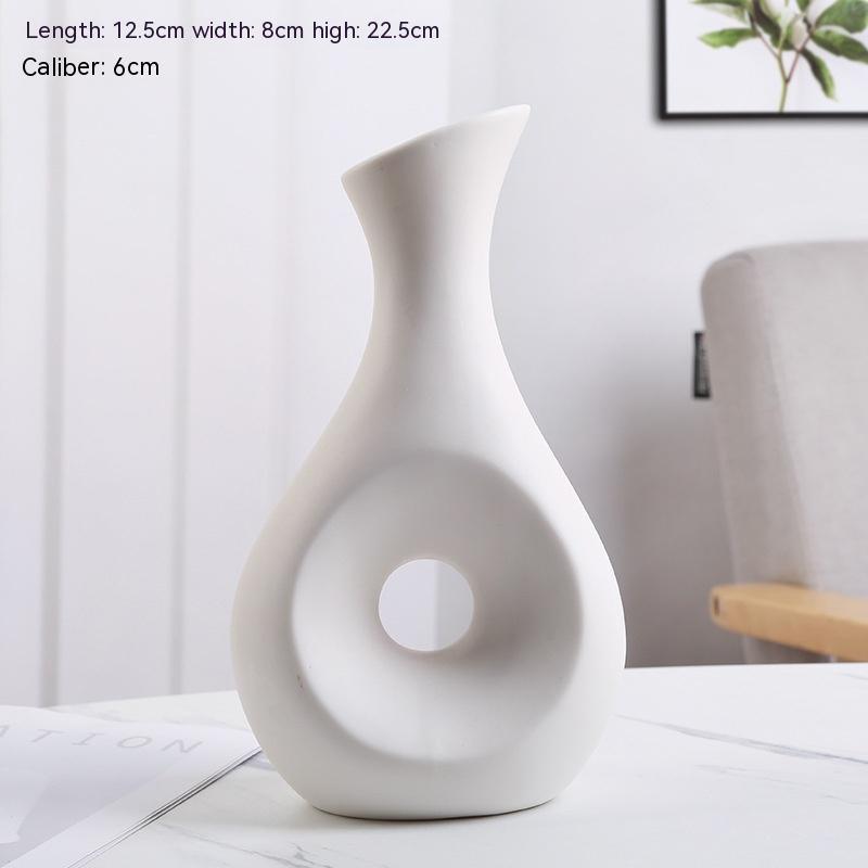Home Decoration Ceramic Vase Dried Flower Arrangement Vase Starry Sky Minimalist Creative Decoration White Living Room - Pacisia