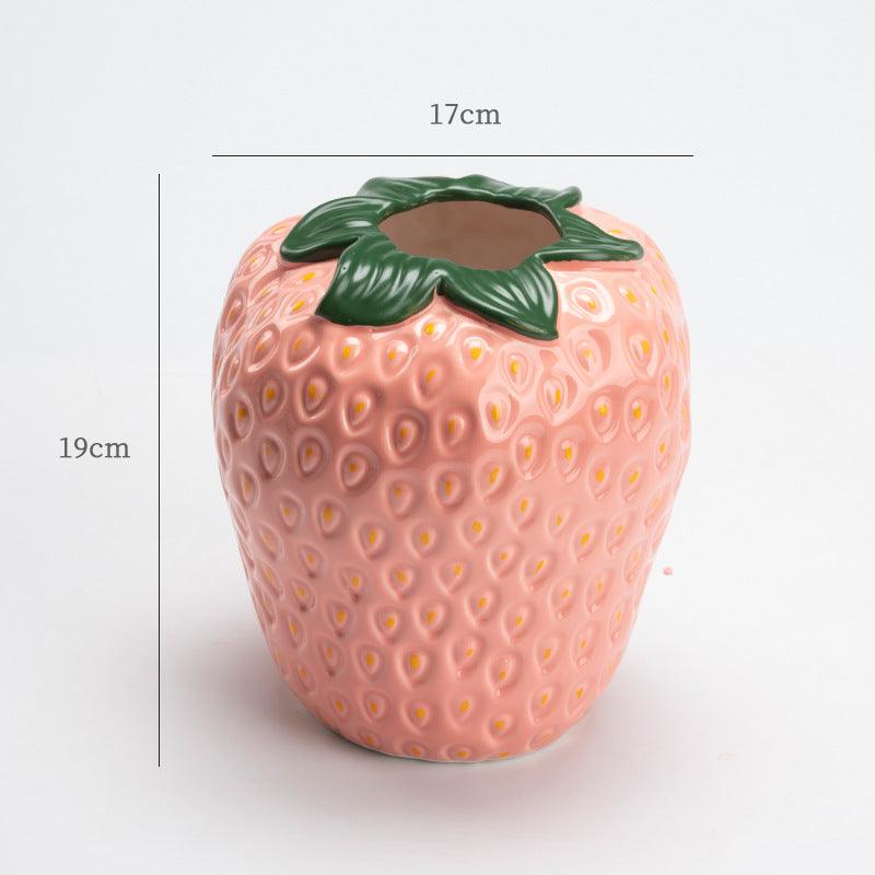 Good-looking Light Luxury Decoration Living Room Flower Arrangement Modern Strawberry Vase Ceramic - Pacisia