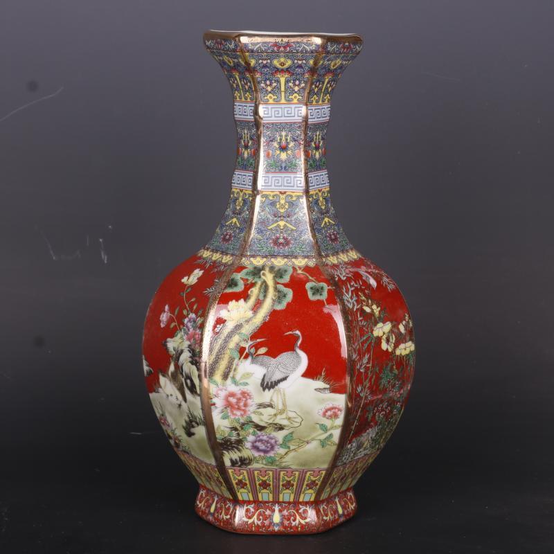 Gold-painted Enamel Colorful Flowers And Birds Home Chinese Antique Vase Ornaments - Pacisia