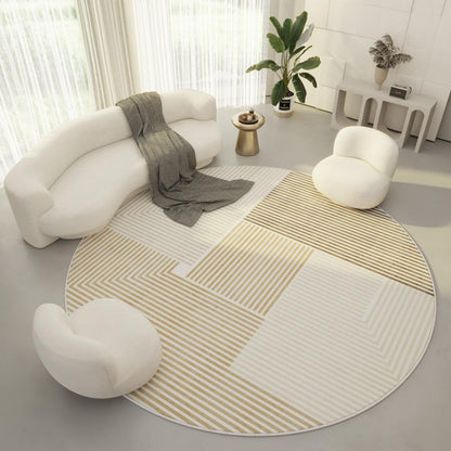 Round Living Room Carpet Ring Velvet Modern Simple Cream Color Porch Bedroom Bedside Blanket Non-slip Floor Mat - Pacisia