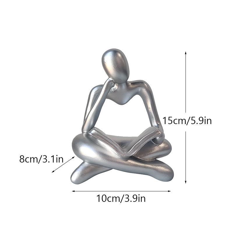 NORTHEUINS Resin Reading Book Figurines for Interior Nordic Abstract Figure Statue Home Living Room Office Desktop Decor Crafts - Pacisia