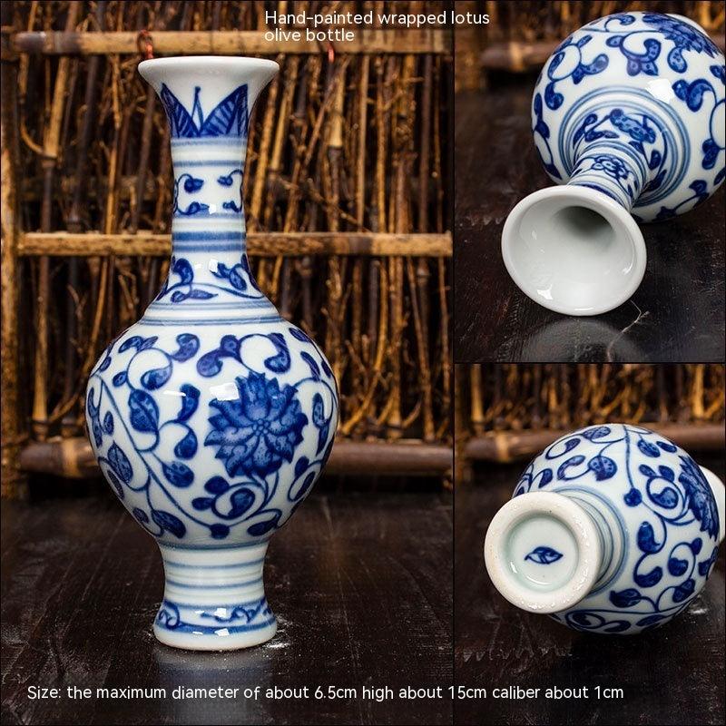 Jingdezhen Ceramic Small Vase Hydroponic Antique Shelf Ornament Hand-painted Blue And White Porcelain Bottle Souvenirs - Pacisia