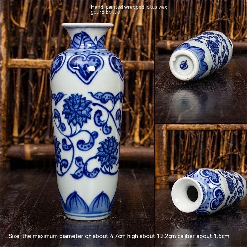 Jingdezhen Ceramic Small Vase Hydroponic Antique Shelf Ornament Hand-painted Blue And White Porcelain Bottle Souvenirs - Pacisia