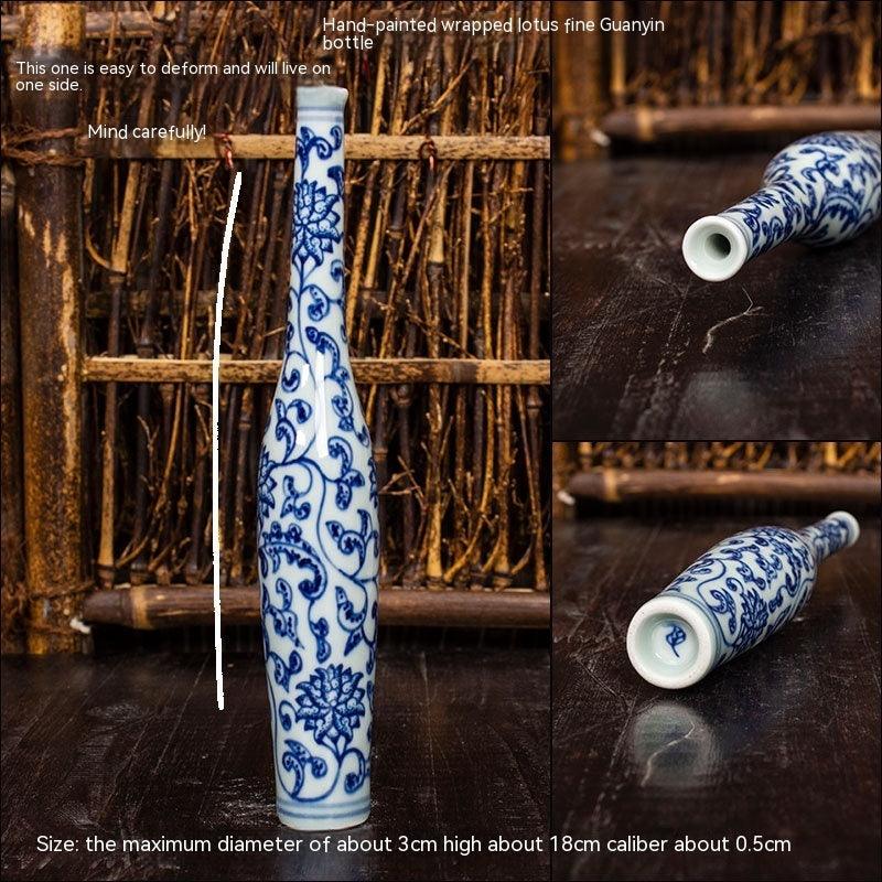 Jingdezhen Ceramic Small Vase Hydroponic Antique Shelf Ornament Hand-painted Blue And White Porcelain Bottle Souvenirs - Pacisia