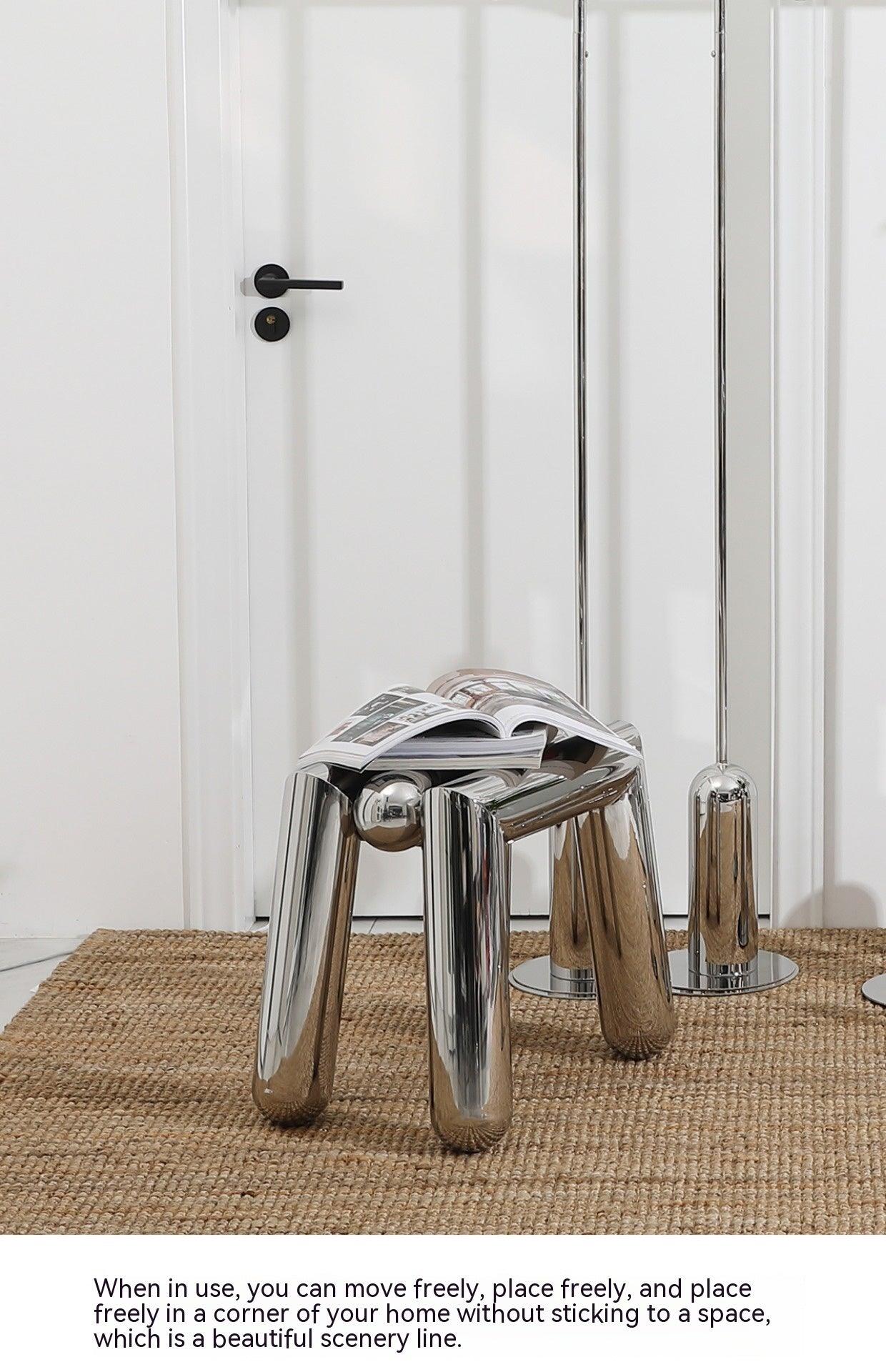 Minimalist Side Table Short Stool Coffee Living Room Stainless Steel Italian Household Shoes - Pacisia