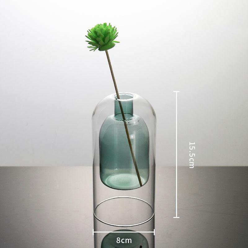 Vases Glass Vase Home Decor Room Decor Modern Wedding Decoration Hydroponic Flower Pot Double Glass Container Crafts Ornament - Pacisia