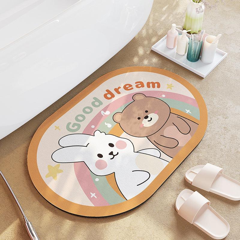 Cartoon Bathroom Diatom Mud Absorbent Cushion Toilet Door Mat Toilet Door Quick-drying Floor Mat - Pacisia