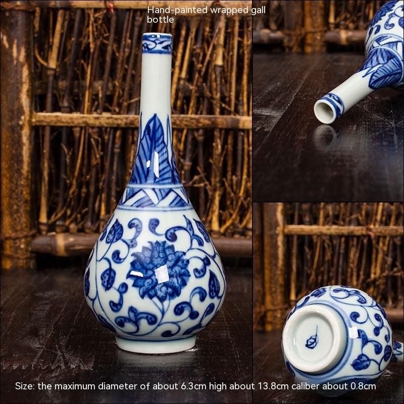 Jingdezhen Ceramic Small Vase Hydroponic Antique Shelf Ornament Hand-painted Blue And White Porcelain Bottle Souvenirs - Pacisia