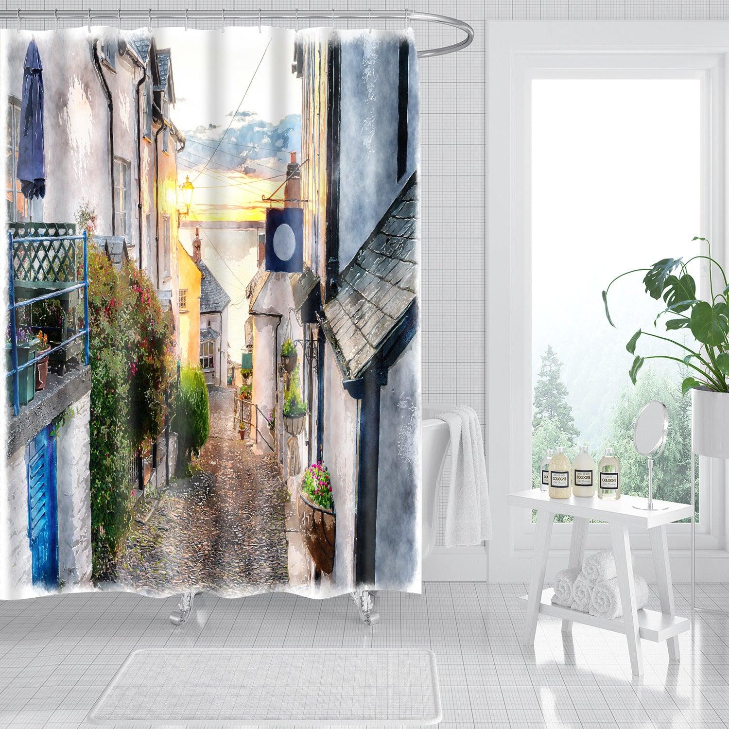 Garden Flowers Scenery Shower Curtains Bath Curtain Waterproof Bathroom Home Decor Washable Fabric Bathroom Screens - Pacisia