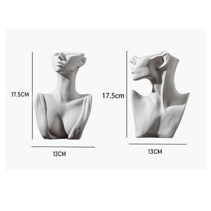 3D Vase Silicone Mold Abstract Style Face European Half Body Home Decoration Flower Arrangement Decoration Plaster - Pacisia