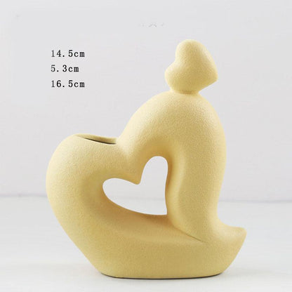 Ceramic Vase Home Decor Room Decoration Sculpture Matte Abstract Character Vase Statue Living Room Decoration Desktop Pen Holder - Pacisia