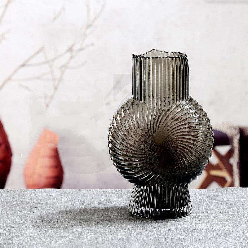 White Flower Vase Aesthetic Transparant Modern Luxury Terrarium Vase Glass Design Round Vaso Decorativo Table Decoration DL60HP - Pacisia