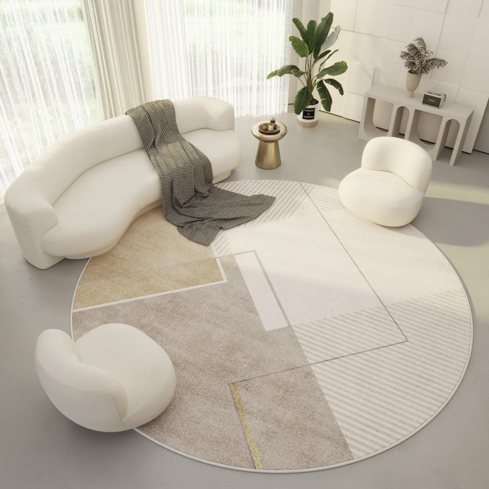 Round Living Room Carpet Ring Velvet Modern Simple Cream Color Porch Bedroom Bedside Blanket Non-slip Floor Mat - Pacisia