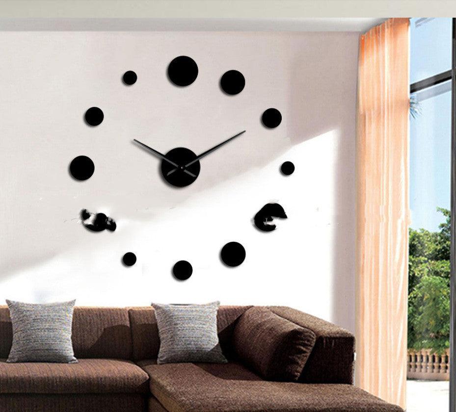 Circle Leisure Creative Extra Large Size DIY Stereo Clock Art Clock Wall Clock Mirror Sticker Clock - Pacisia