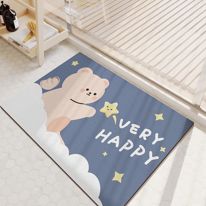 Cartoon Bathroom Diatom Mud Absorbent Cushion Toilet Door Mat Toilet Door Quick-drying Floor Mat - Pacisia