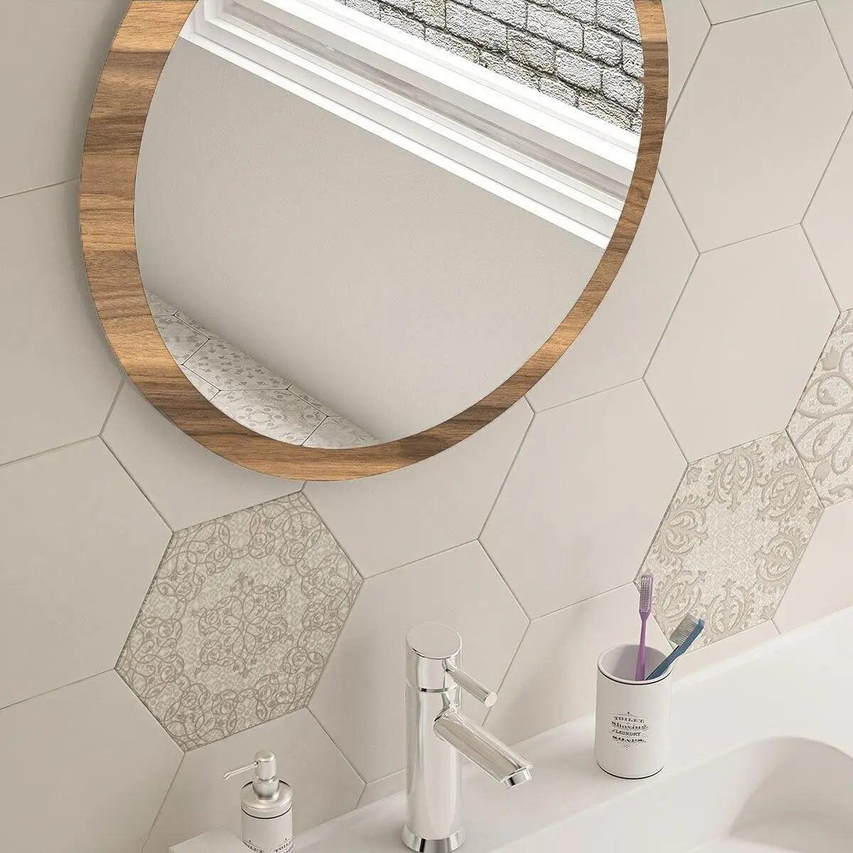 Decorative Bathroom Makeup Wall Mirror and Decoration Home Living Room Bathroom Shower Wooden Mirror and Accessory - Pacisia