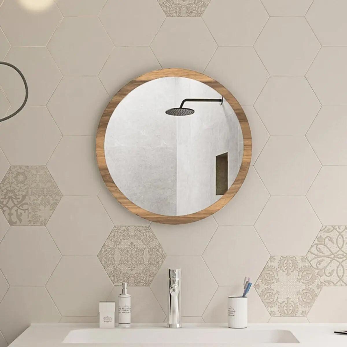 Decorative Bathroom Makeup Wall Mirror and Decoration Home Living Room Bathroom Shower Wooden Mirror and Accessory - Pacisia
