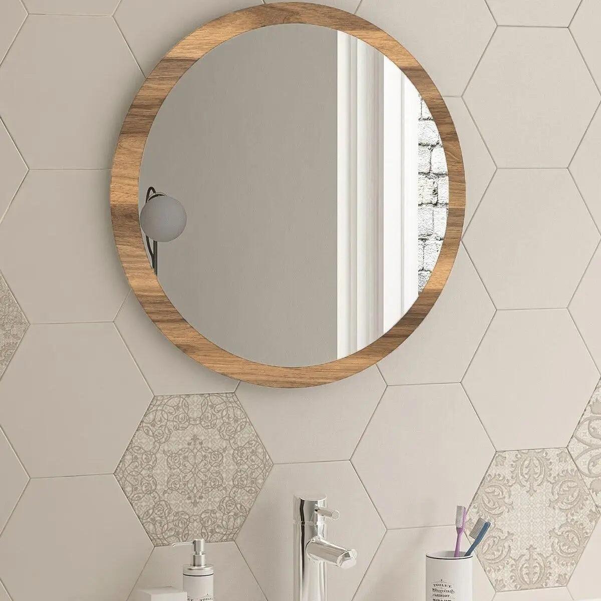 Decorative Bathroom Makeup Wall Mirror and Decoration Home Living Room Bathroom Shower Wooden Mirror and Accessory - Pacisia