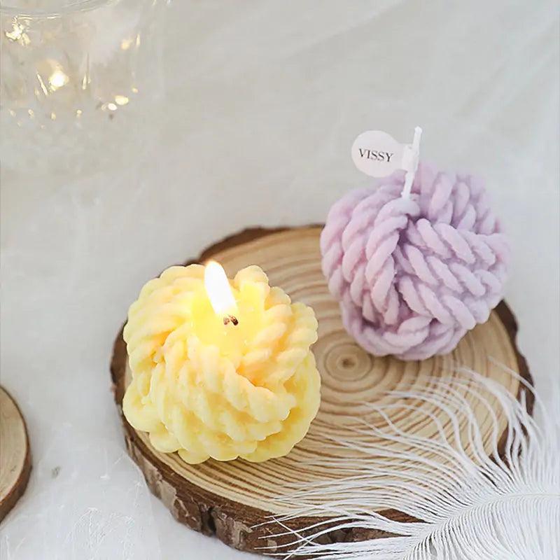 Handmade Wool Ball Shaped Scented Candle - Aromatherapy & Home Decor - Pacisia