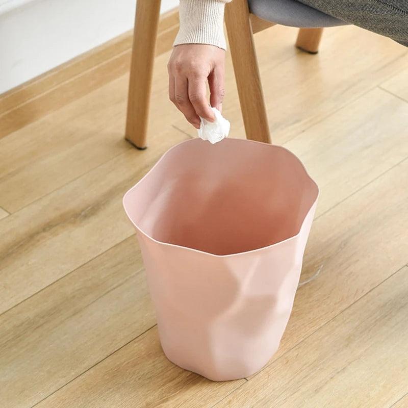 Nordic Style Irregular Trash Can Modern Solid Color Plastic Garbage Rubbish Bin Food Waste Basket Basin Bucket Flower Pot Organi - Pacisia