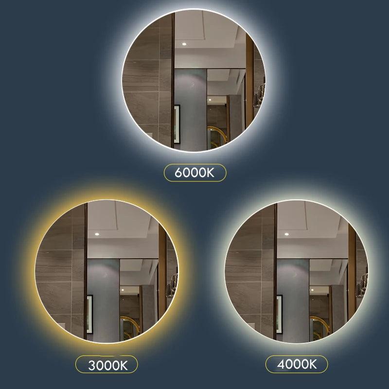 Round Bathroom Mirror Smart Makeup LED Mirror Adjustable BackLight With Bluetooth Speaker For Hotel Bedroom Decoration Mirrorg - Pacisia