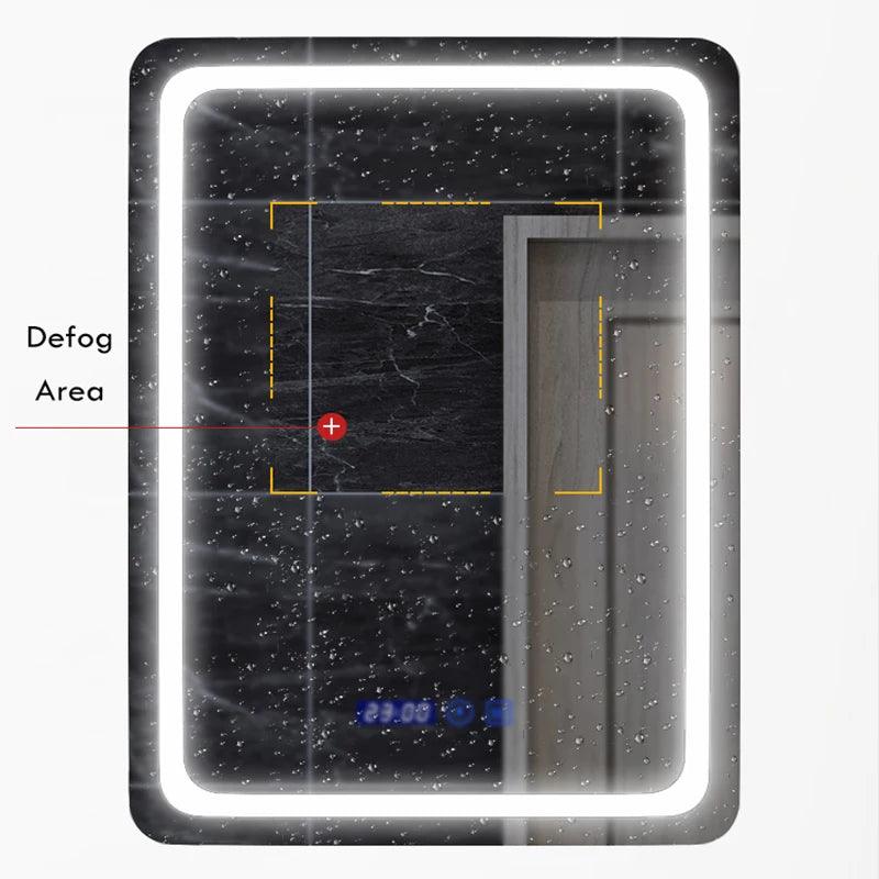Upright Rectangular Bathroom Mirror Smart 3 Color Adjustable LED Multifunction LIght With Bluetooth Speaker For Hotel Cloakroom - Pacisia