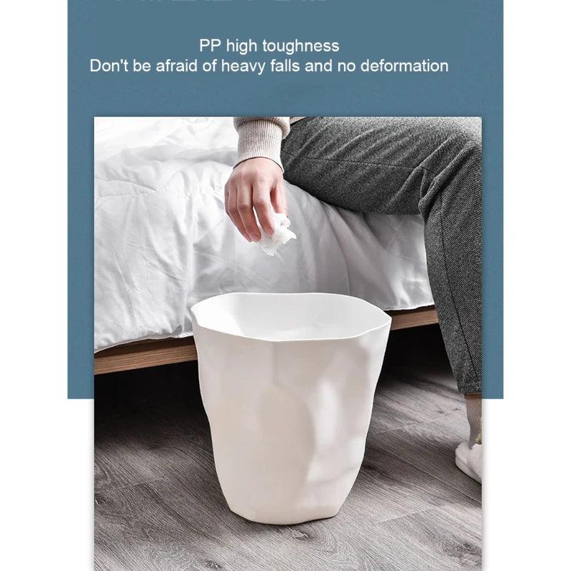 Nordic Style Irregular Trash Can Modern Solid Color Plastic Garbage Rubbish Bin Food Waste Basket Basin Bucket Flower Pot Organi - Pacisia