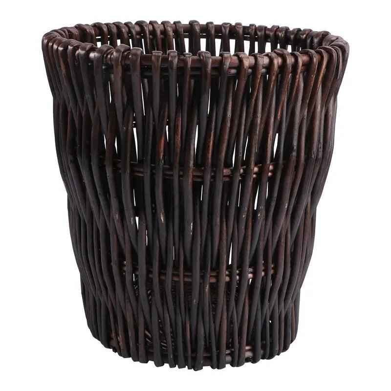 Retro Rattan Trash Can Dustbin Office Paper Bas Kitchen Garbage Bin Waste Basket Bathroom Toilet Paper Bucket Storage Bucket - Pacisia