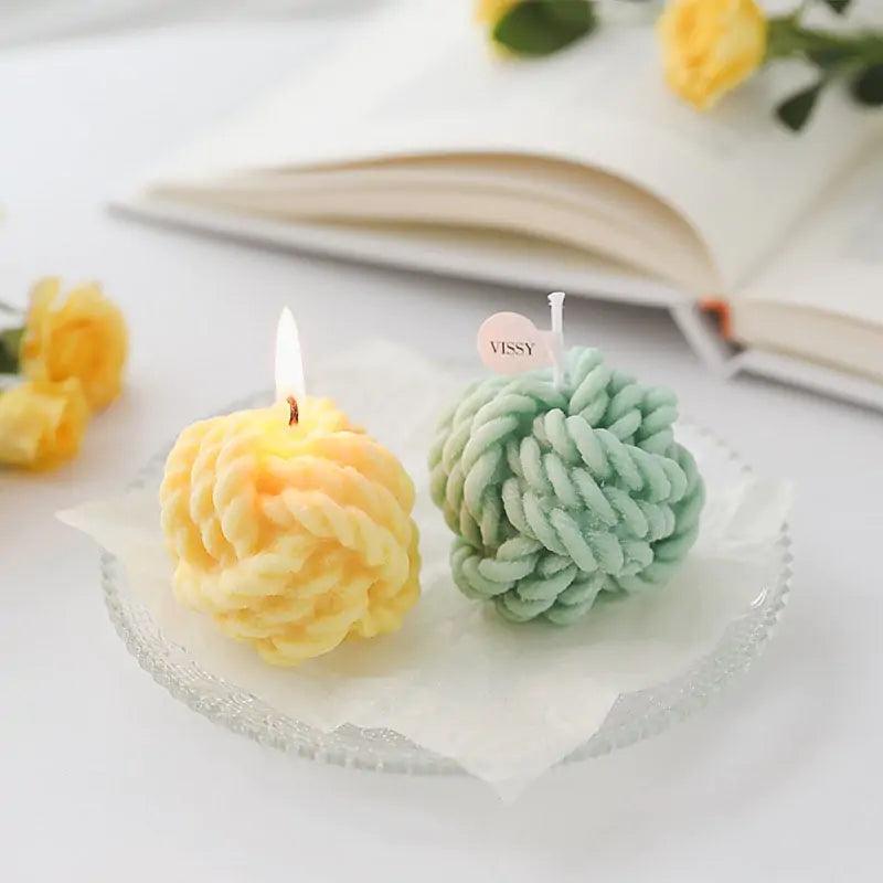 Handmade Wool Ball Shaped Scented Candle - Aromatherapy & Home Decor - Pacisia