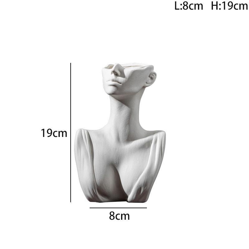 Half-body Portrait Vase Decoration Crafts Home Plain Burning White Model Room Ceramic Ornaments - Pacisia