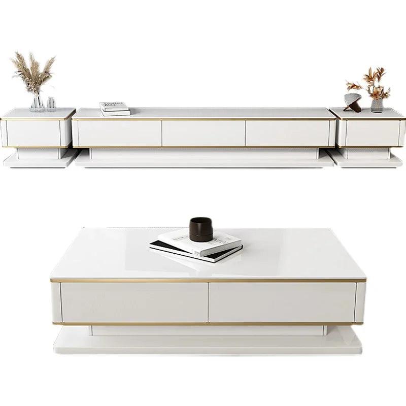 Modern Glass Coffee Table Set, Rectangular Tea Table, Light Luxury Center Table, Home Living Room Furniture, New - Pacisia
