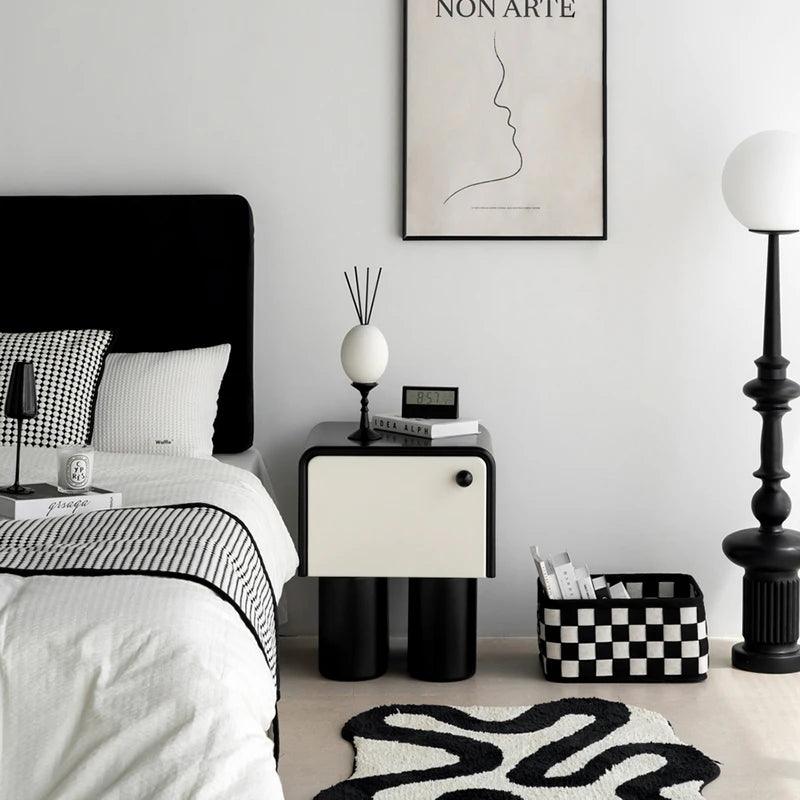 Minimalist Storage Box Nightstands Black White Simple Kawaii Bedside Table Cute Design Table De Chevet Furniture Living Room - Pacisia